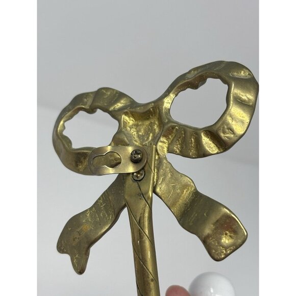 Vintage Brass Bow Wall Hook W/Porcelain Knob Wall Mount Towel Coat Towel Hang - Picture 3 of 7